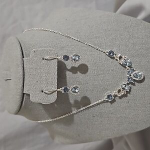 Anne Klein Crystal Stone Cluster Statement Necklace & Drop Earrings Set